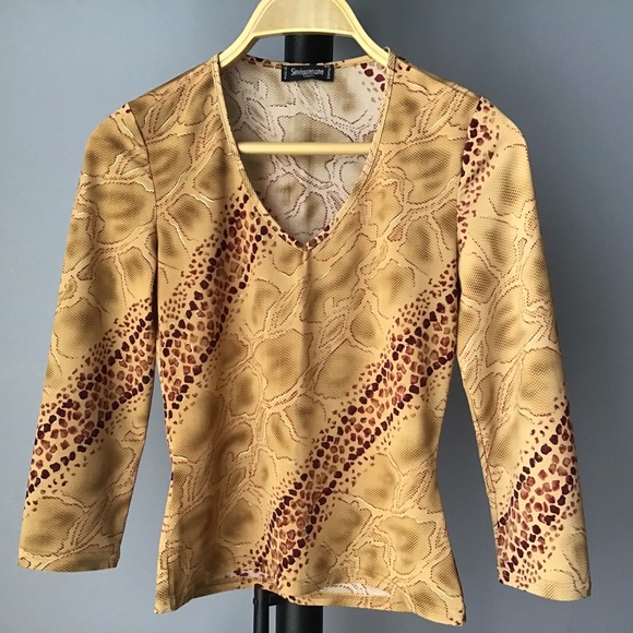 Vintage 90s SINEQUANONE snakeskin python print top - Picture 1 of 7